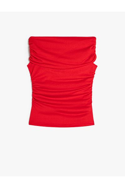 Koton Draped T-Shirt Boat Neck Sleeveless Slim Fit
