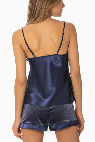 Pierre Cardin Kadife Saten Kadın Şort & Kombi Takım - 440 Lacivert