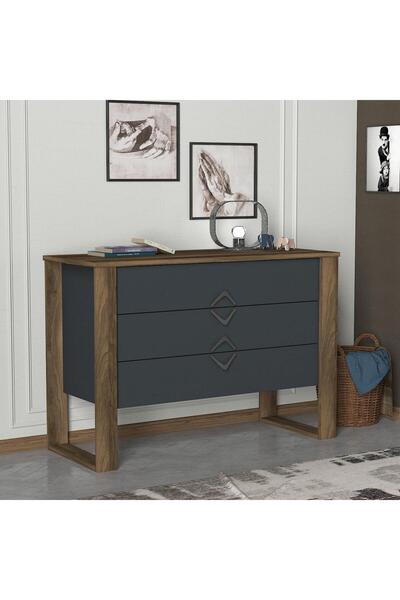 Dekorister Exclusive Bumerang Şifonyer Ceviz-antrasit