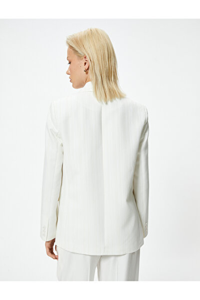 Koton Zweireihiger Blazer, Jacke, Bezug, Taschendetail, gefütterter, viskoser Stoff