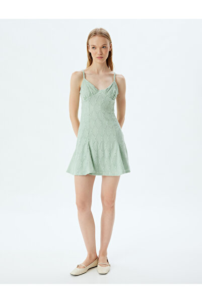 Koton Mini vroubkované oblečení provazový popruh s výstřihem do V s texturou