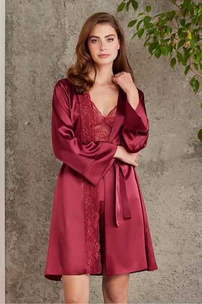Pierre Cardin Satin Four-Piece Bridal Dowry Set - 7015 Claret Red