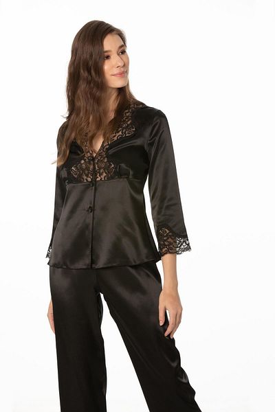 Pierre Cardin Set pijamale din dantela din satin pentru femei - 1110 negru