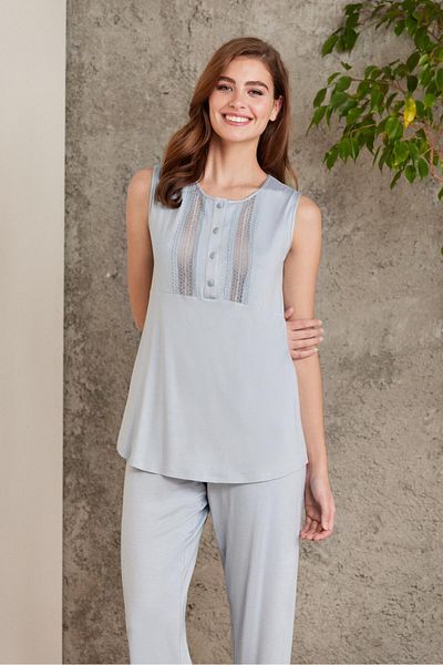 Pierre Cardin Set pijamale de maternitate din bumbac pieptănat din dantelă, 3 piese - 2800