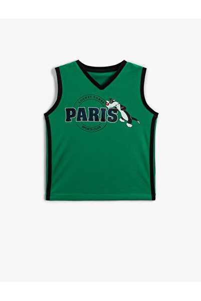 Koton Lisanslı Atlet Sylvester Baskılı V Yaka Kolsuz