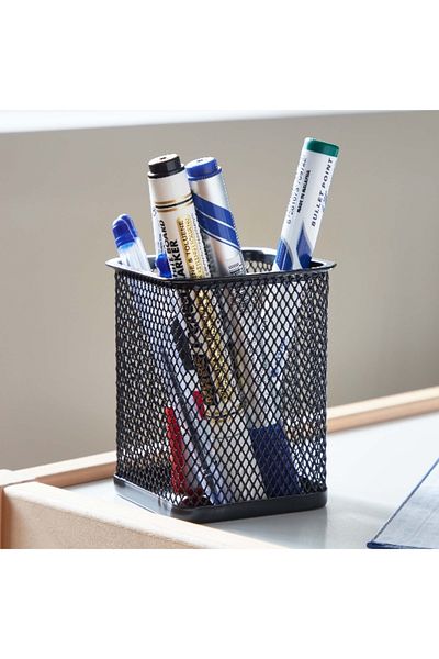 Home Box Wire Mesh Pen Stand - 8x8x9.5 cm