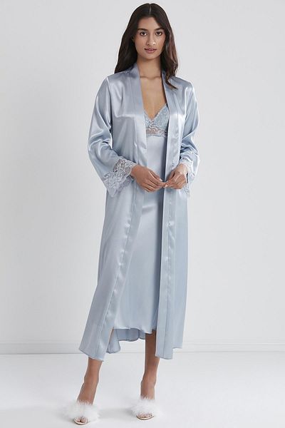Pierre Cardin Set cămașă de noapte și halat de toaletă din dantelă din satin - 4370