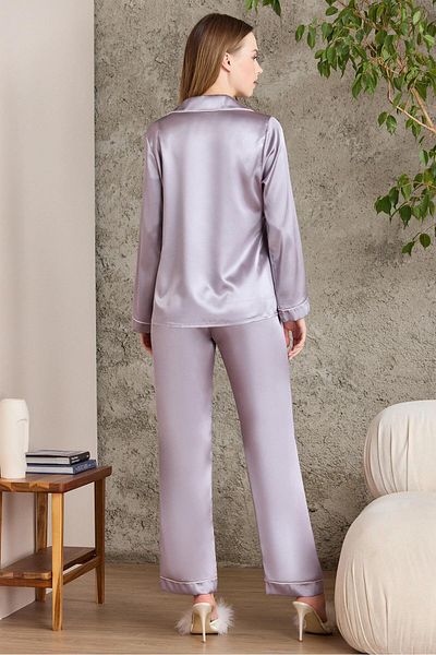 Pierre Cardin Satin Piping Women's Pajama Set - 1200 Royal