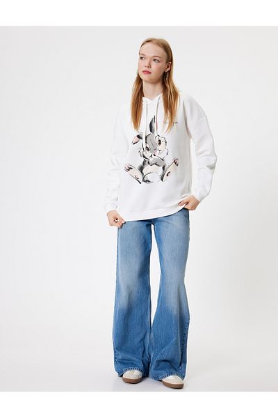 Koton Bambi Printed Oversize Hooded Sweatshirt - Hooded Licensed