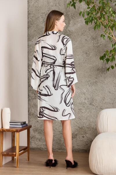 Pierre Cardin Satin Printed Women's Nightgown & Dressing Gown Set - 2430 Ecru