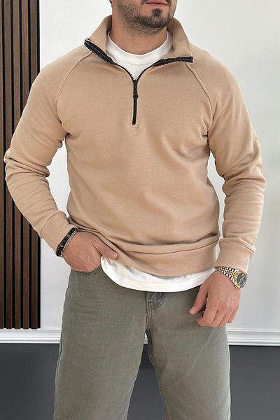 Edwox Ανδρικό φούτερ Edw212 Model Brown - Μισό φερμουάρ