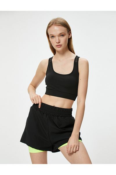 Koton High Waist Elastic Parachute Sports Shorts - Slim Fit Leggings