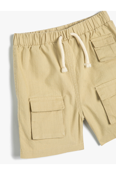 Koton Şort Kapaklı Cepli Beli Bağlamalı Pamuklu