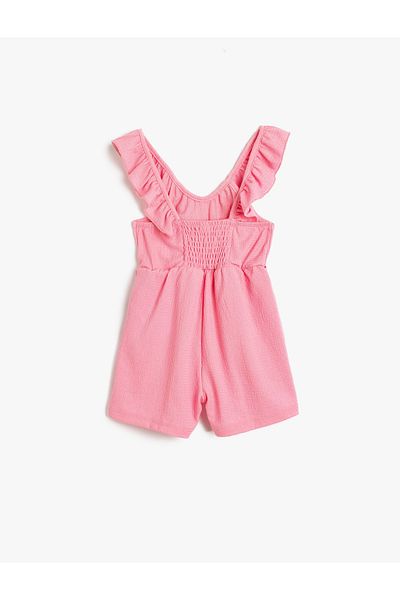 Koton Kurzer ärmelloser Jumpsuit mit V-Ausschnitt und Rüschendetail