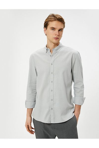 Koton Long Sleeve Shirt Classic Cuff Collar Buttoned Regular Fit