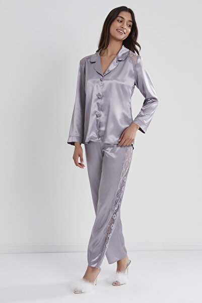 Pierre Cardin Set pijamale din dantela din satin pentru femei - 1438 Royal