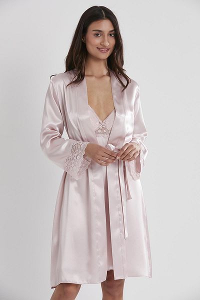 Pierre Cardin Satin Lace Nightgown and Dressing Gown Set - 4285