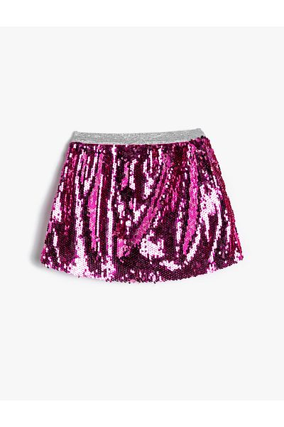 Koton Sequined Skirt with Mini Elastic Waist