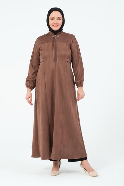 GLR&GYM HÜSNİYE BÜYÜK BEDEN KADIN TESETTÜR MEVSİMLİK SÜET FERACE