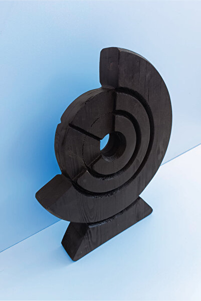 Wooden Factory Modern Ahşap Spiral Dekoratif Obje – Minimalist Siyah Heykel