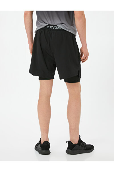 Koton Taytlı Şort Beli Lastikli Slogan Detaylı