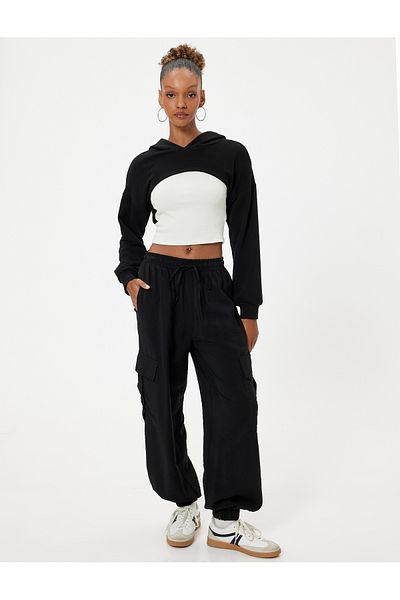 Koton Waist Lace-Up Cargo Jogger Trousers - Pocket Detailed