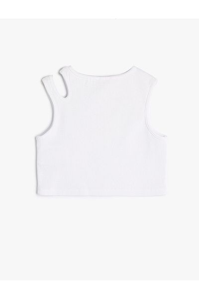 Koton Crop T-Shirt Window Detailed Cotton Ribbed