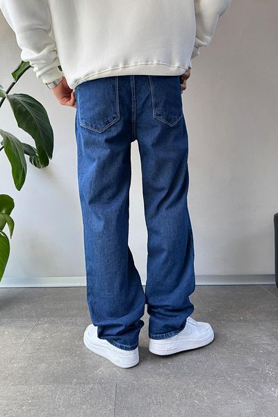 Flaw Wear جينز أزرق داكن عادي بتفاصيل مخططة