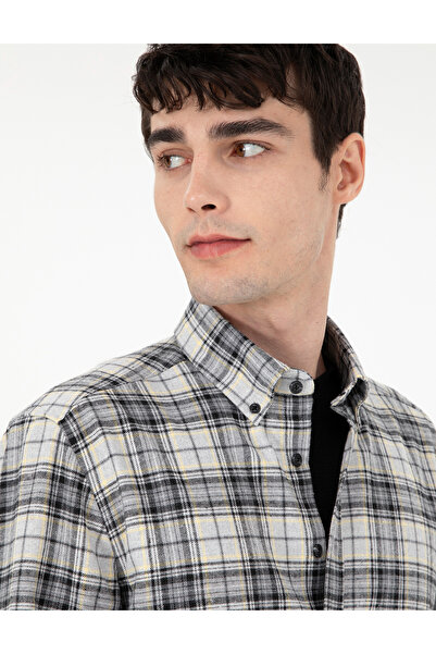 Pierre Cardin Gri Ekose Regular Fit Uzun Kollu Gömlek 50292888-VR024