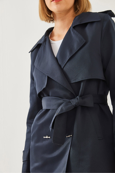 Bianco Lucci Női elülső Aller részletes, közepes hosszúságú felvonókabát 2423 60351113