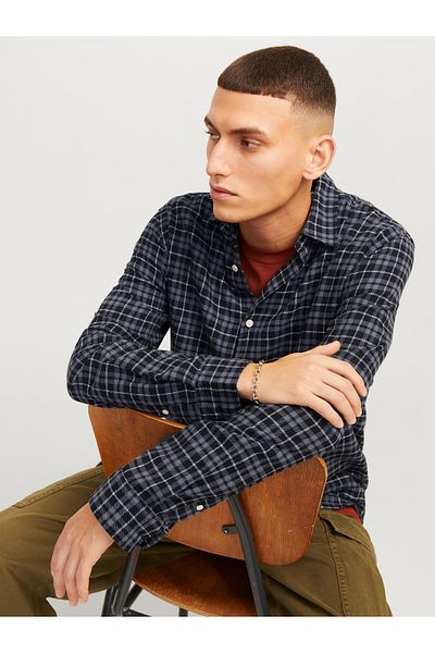 Jack & Jones Jorjoshua Flannel Check Shirt - Ls Ln 12260776   Cloud Dancer