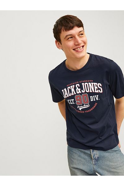 Jack & Jones Tricou cu gât cu imprimeu cu logo