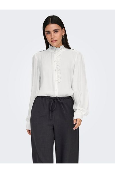 JDY JDYAMY L/S FRILL SHIRT WVN EXP 15347772 Cloud Dancer