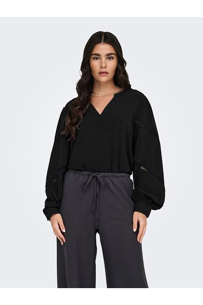 JDY Jdylion Life L/S V-Neck Volume Top Wvn 15333336   Black