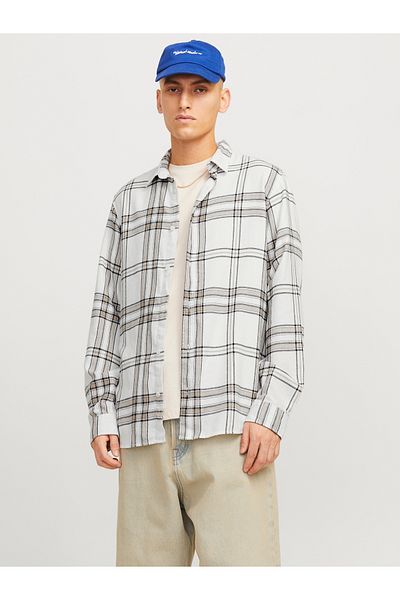 Jack & Jones Jorjoshua Flannel Check Shirt - Ls Ln 12260776   Cloud Dancer