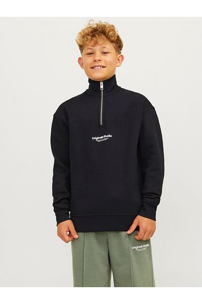 Jack & Jones Jorvesterbro Sweat Quarter Zip Noos Jnr 12242475   - Black