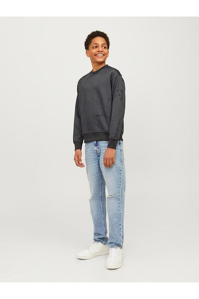 Jack & Jones Jjkey Asphalt Colorful Sporty and Comfortable Sweatshirt - Ln Jnr 12269412