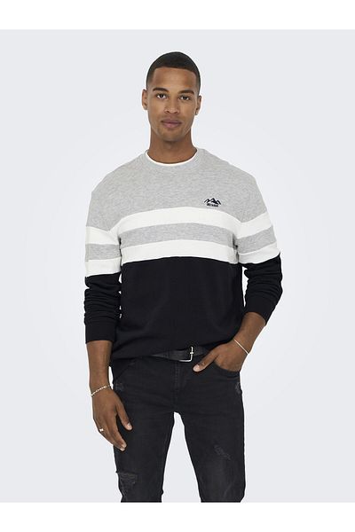 Only & Sons Onsthor Brand Logo - Cb Crew 3626 Swt Cs 22023626   Plain Cut Midas Color Navy