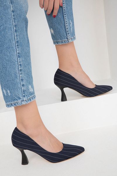 SOHO Classic Women's Heeled Shoes Navy Blue - 19865