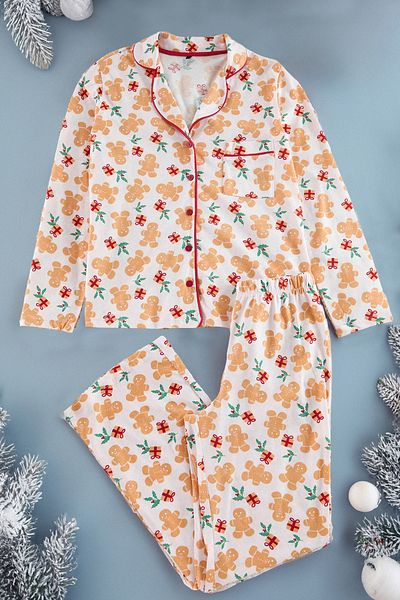Trendyol Collection New Year's Themed 100% Cotton Piping Pajamas Set - Thmaw22Pt1204