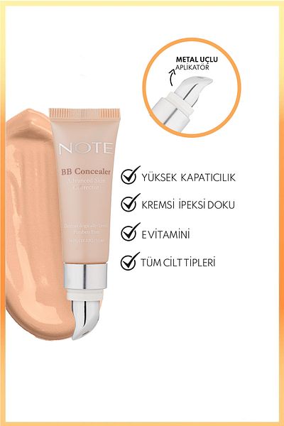 NOTE خافي عيوب البشرة بعامل حماية من الشمس SPF 15 BB - خافي عيوب تحت العين برأس معدني كثيف 03 داكن متوسط