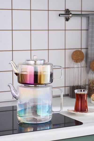 Karaca Flat Borosilicate Glass Midi Teapot Luster