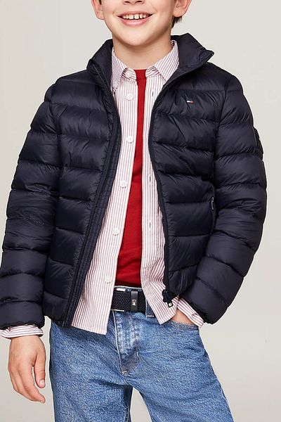 Tommy Hilfiger Pánská tmavě modrá U-Bunda - základní lehká péřová bunda