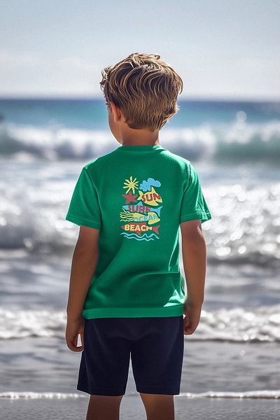 TRENDYOLKIDS Πράσινο ανδρικό πλεκτό μπλουζάκι με στάμπα στην πλάτη TKDAW25TS00023
