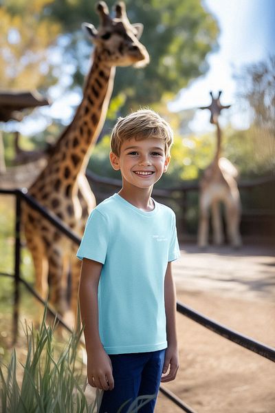 TRENDYOLKIDS Tricou tricotat cu imprimeu pe spate pentru băiat albastru deschis TKDAW25TS00022