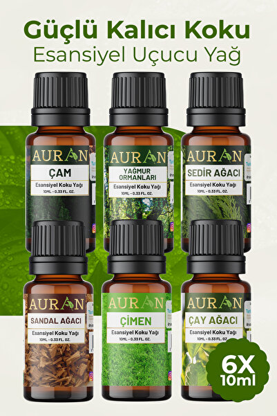 AURAN Doğa Seti Saf Esansiyel Uçucu Yağ Buhurdanlık Yağı Hava Nemlendirici Esansı, Esans Koku Yağı 6x10ml