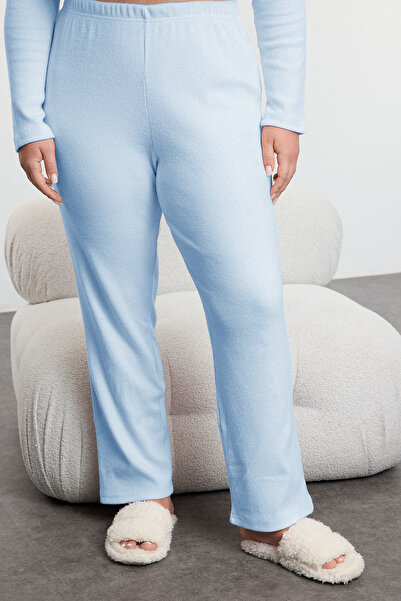 Trendyol Curve Baby Blue Knitted Pajama Set with Soft Corded Cardigan - Tbbaw25Ai00089