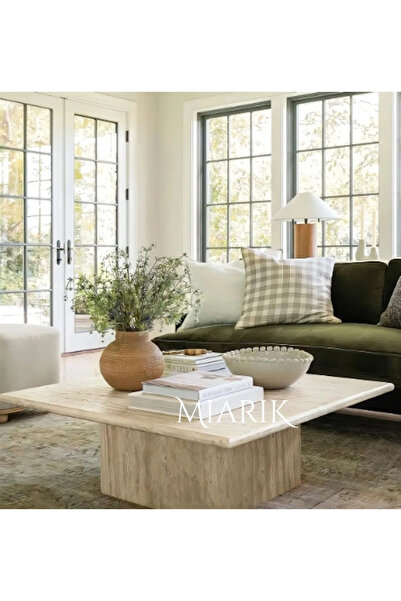MIARIK DESIGN & DEKORASYON Mermer Traverten Kare Ayak Orta Sehpa
