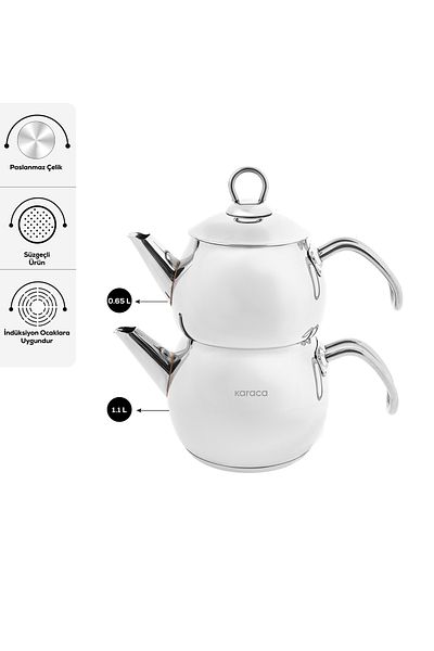 Karaca Adelya Induction Based Mini Size Metal Teapot Set