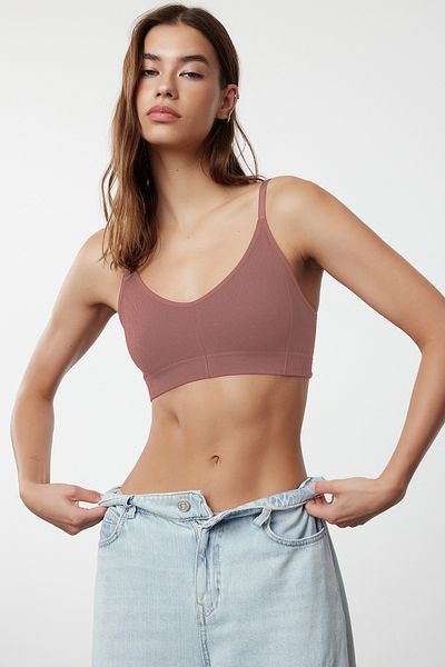 Trendyol Collection Světle hnědá bezešvá podprsenka Bralette - Thmaw22Su0030